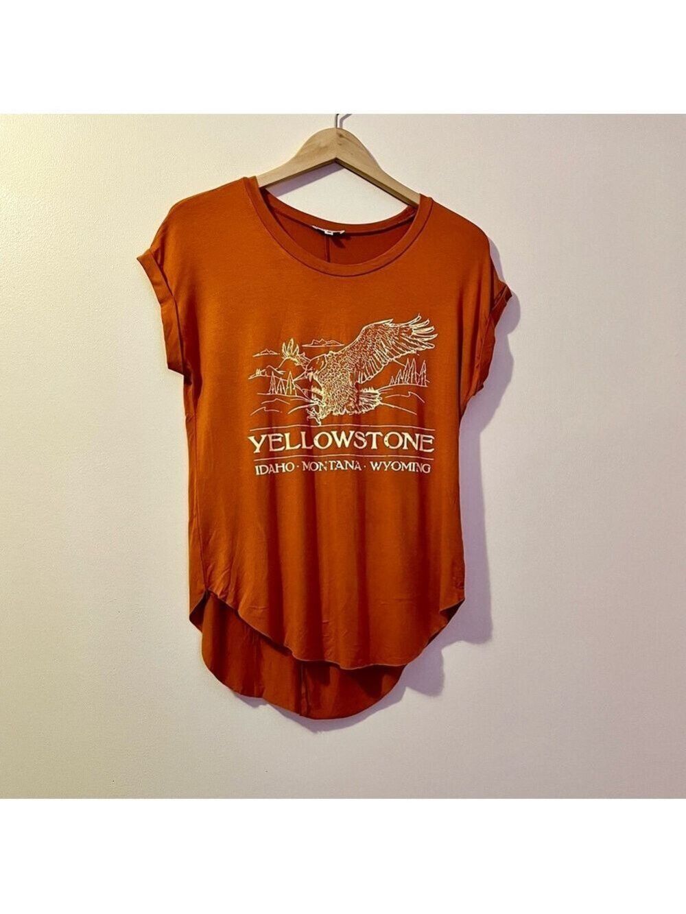 Yellowstone Eagle Graphic Tee - Rust Orange Women’s Top
